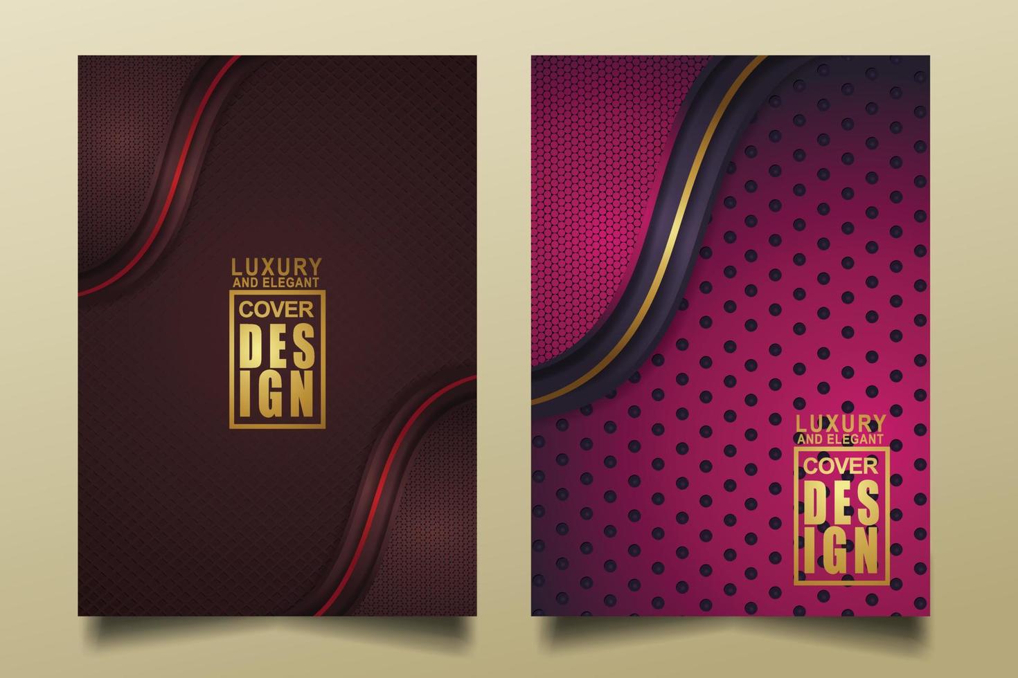 Set cover design template with Luxury and elegant flow lines overlap layers ornament and realistic texture on dark background vector