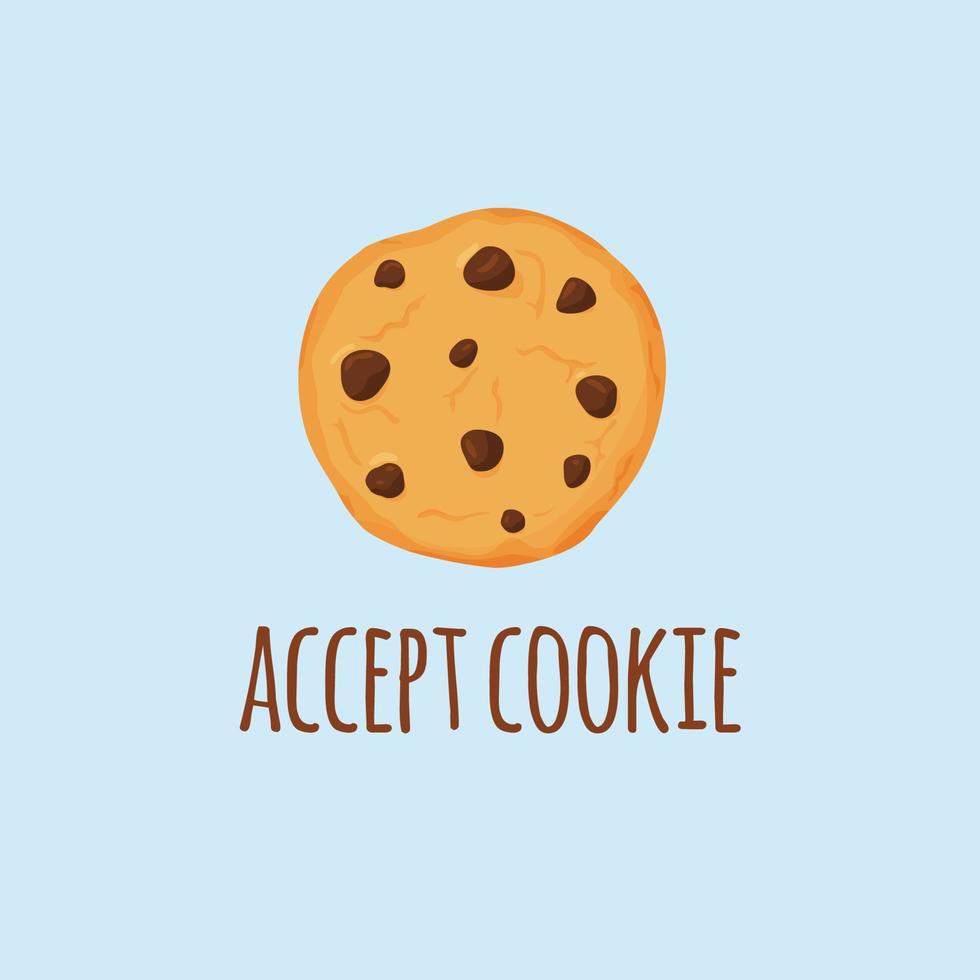 aceptar cookies, texto. protección del carácter de la mascota de la cookie de información personal. vector