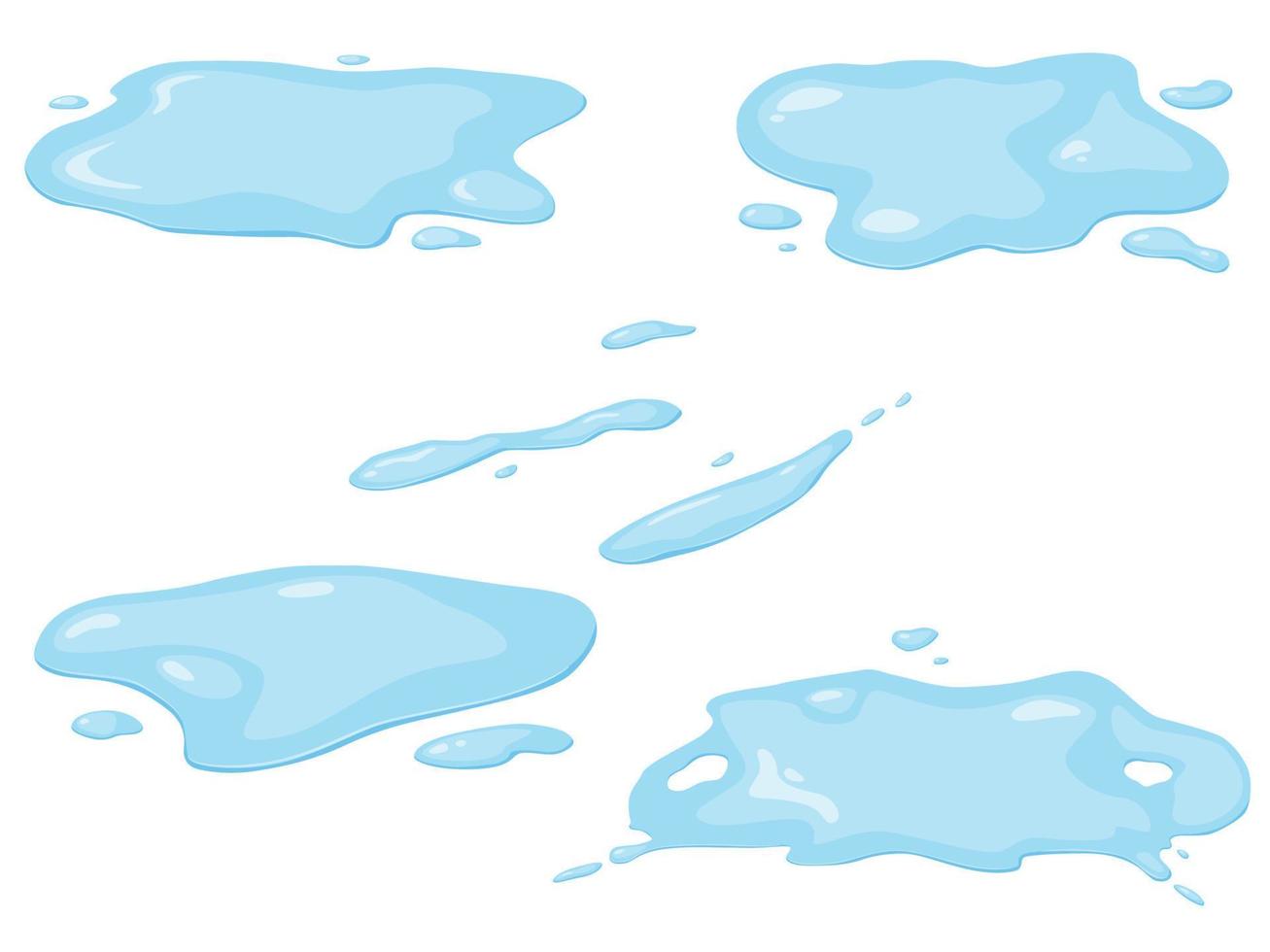 Water spill set. Blue water drop and water spill. vector