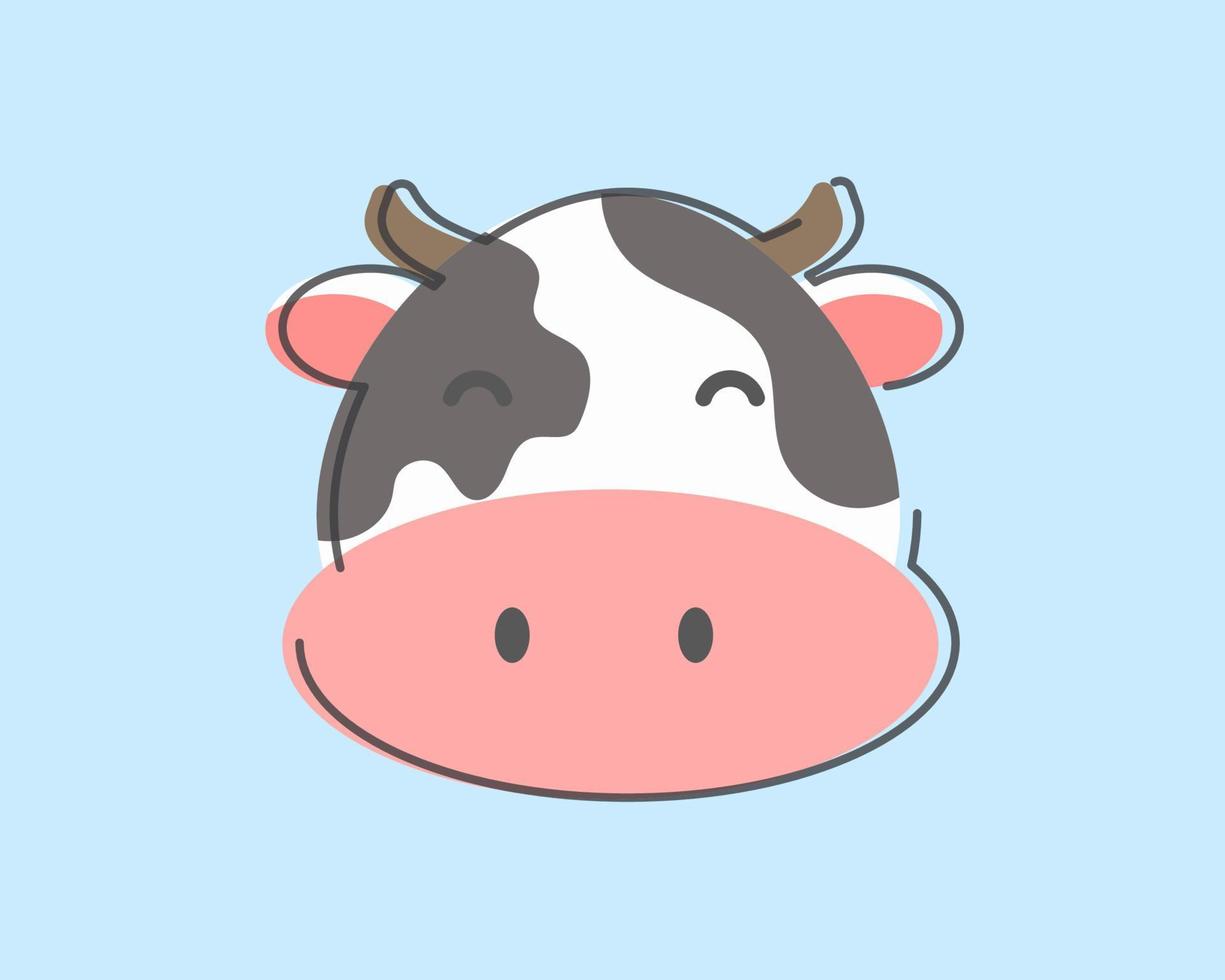 cara de vaca feliz. estilo de icono de vector de dibujos animados para su diseño