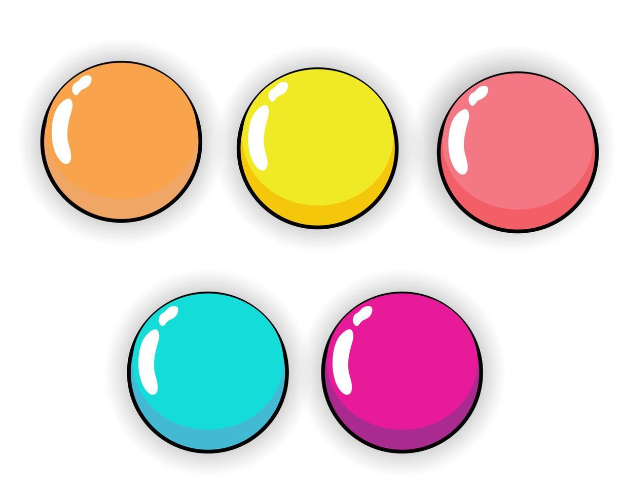 colorido del conjunto de botones de dibujos animados. ilustración vectorial, elementos gui para su diseño vector