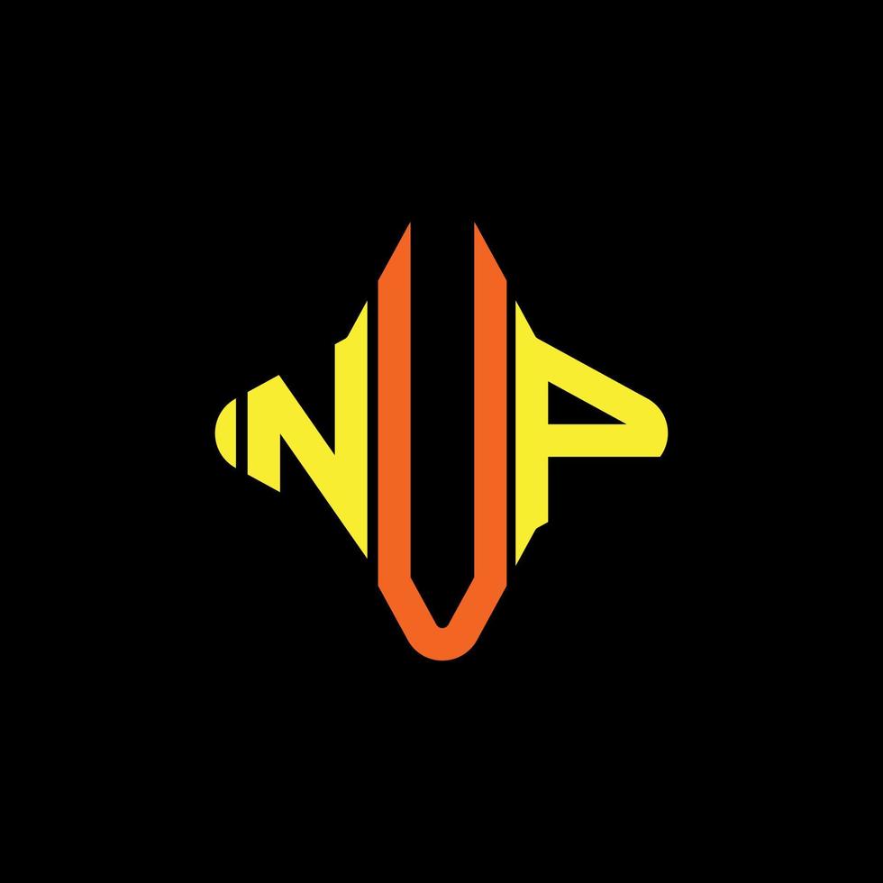 diseño creativo del logotipo de la letra nup con gráfico vectorial vector