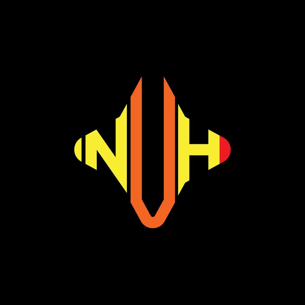 diseño creativo del logotipo de la letra nuh con gráfico vectorial vector