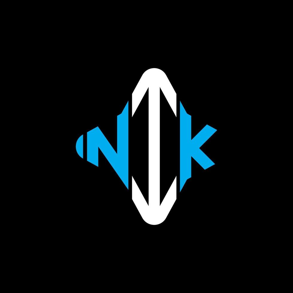 diseño creativo del logotipo de la letra nik con gráfico vectorial vector