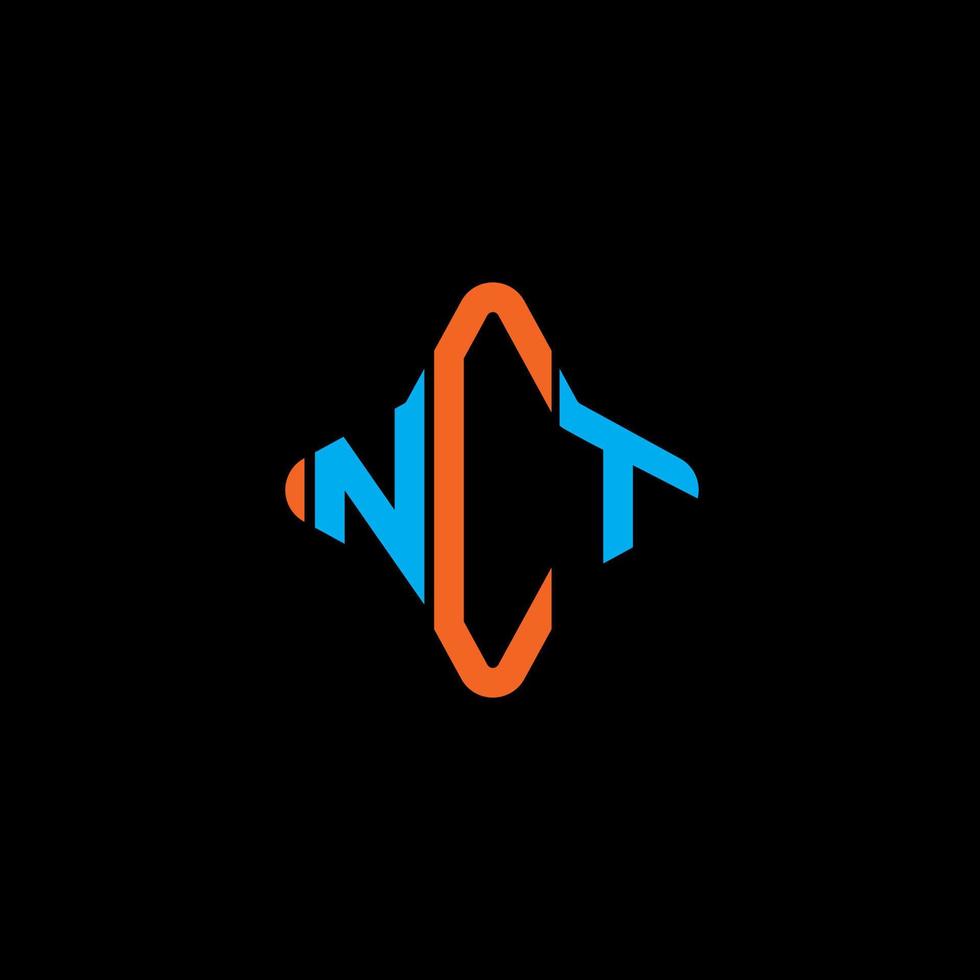 diseño creativo del logotipo de la letra nct con gráfico vectorial vector