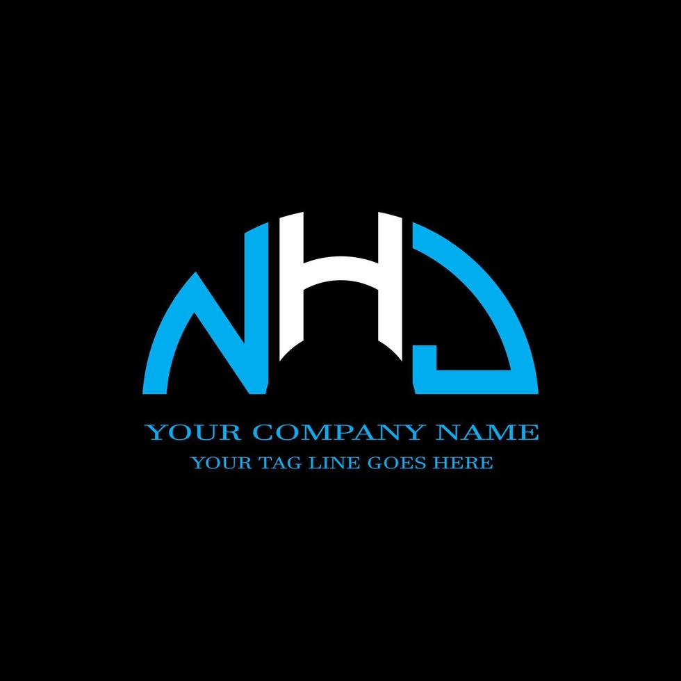 diseño creativo del logotipo de la letra nhj con gráfico vectorial vector