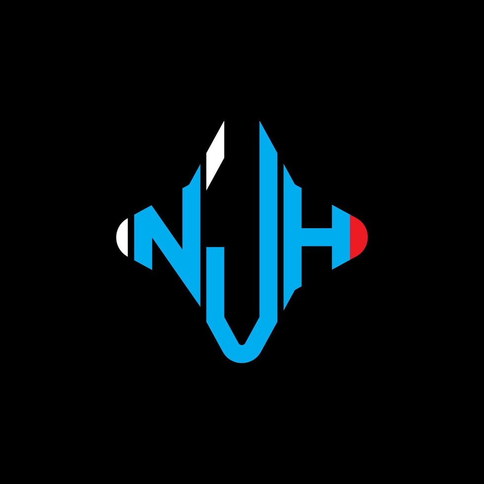 diseño creativo del logotipo de la letra njh con gráfico vectorial vector