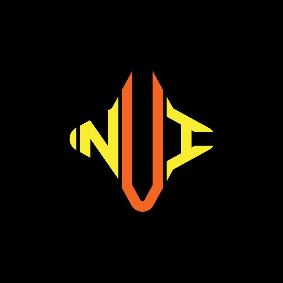 diseño creativo del logotipo de la letra nui con gráfico vectorial vector
