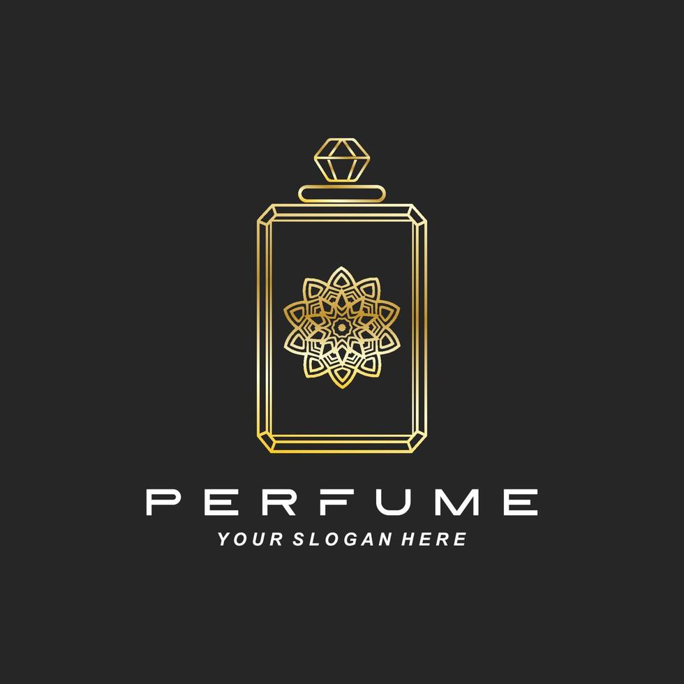 diseño de logotipo de botella de perfume de lujo, ilustración para cosméticos, belleza, salón, productos de empresa, vector