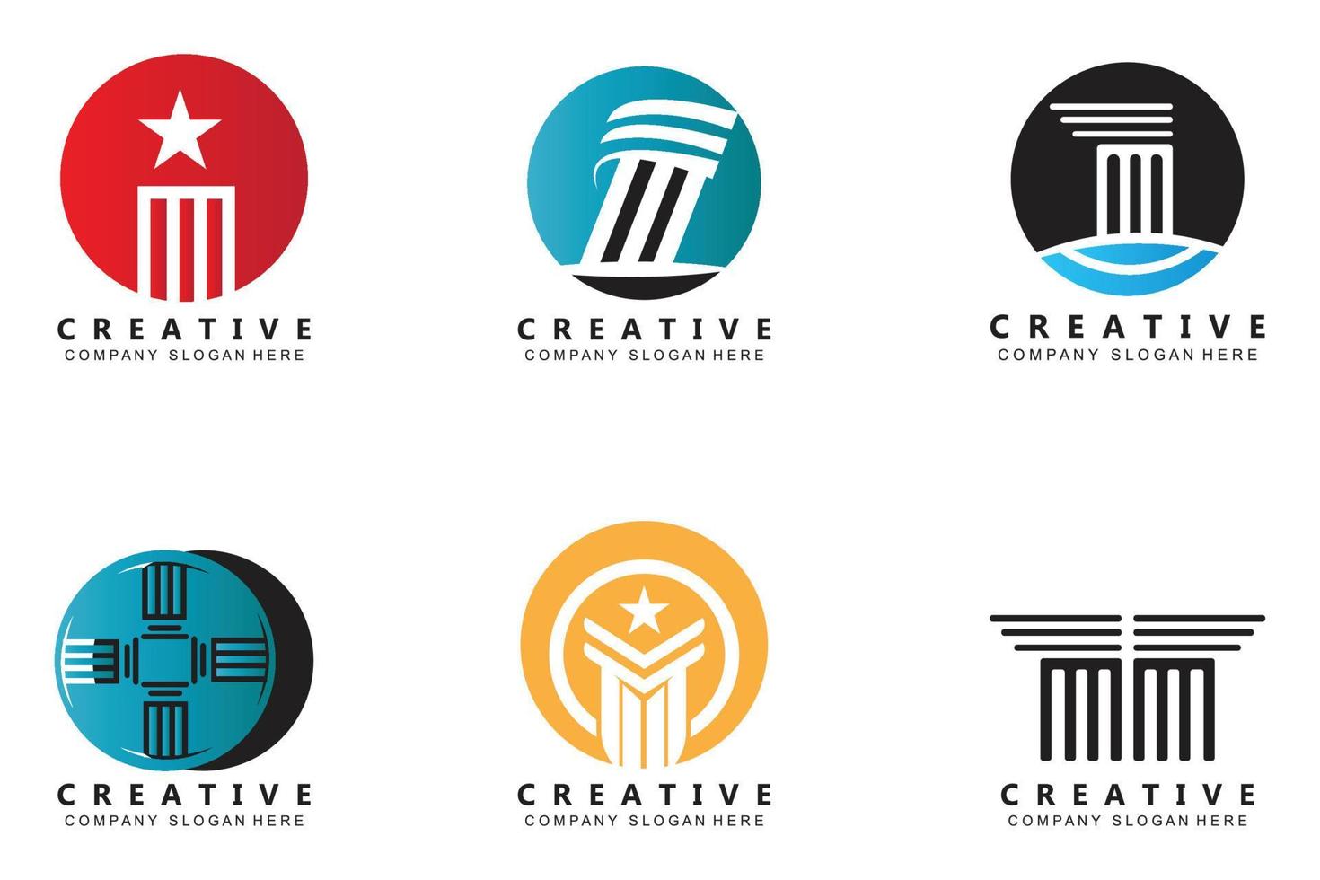 Building column pillar logo design, building structure vector illustration