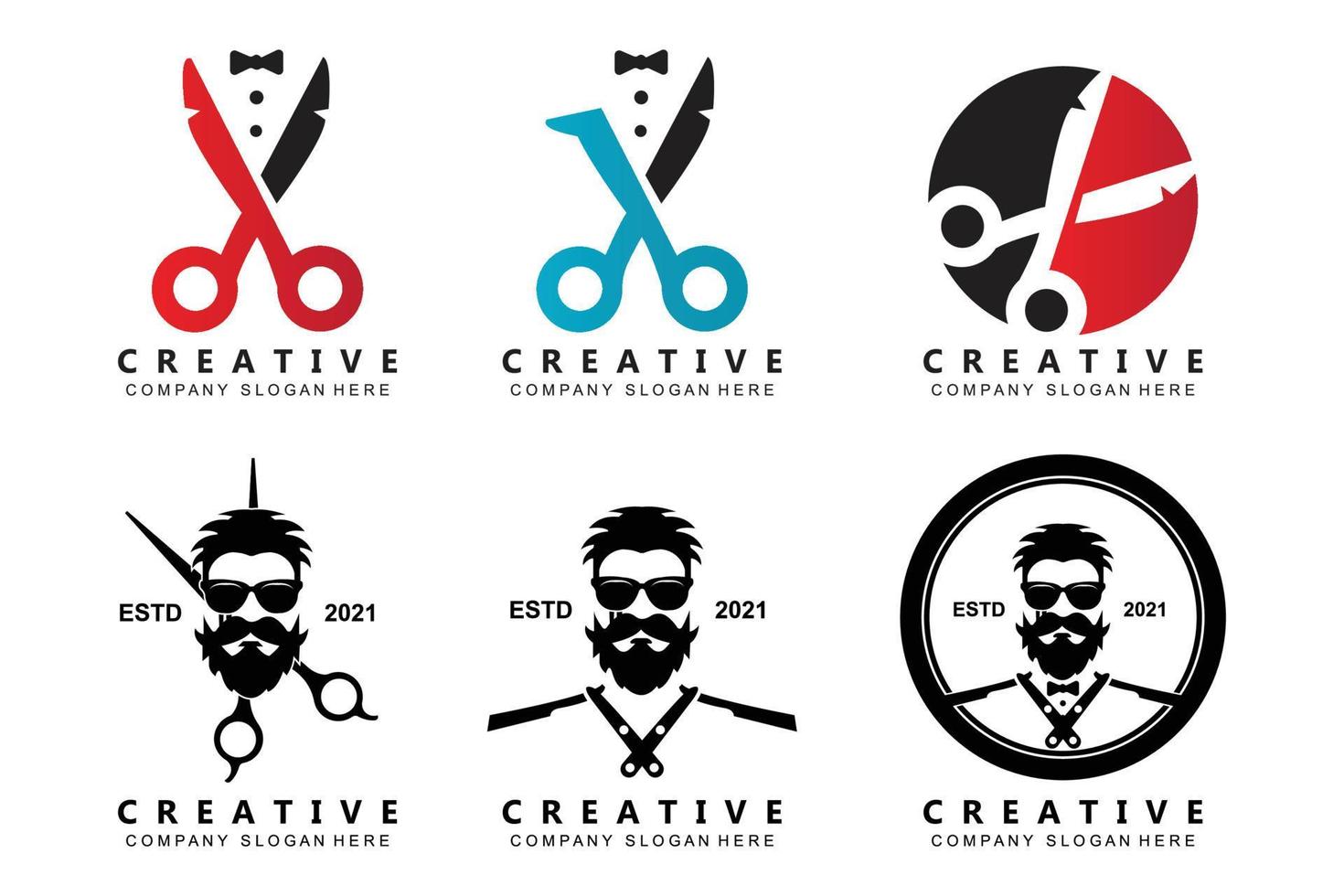 Barber tool scissors logo icon background symbol vector