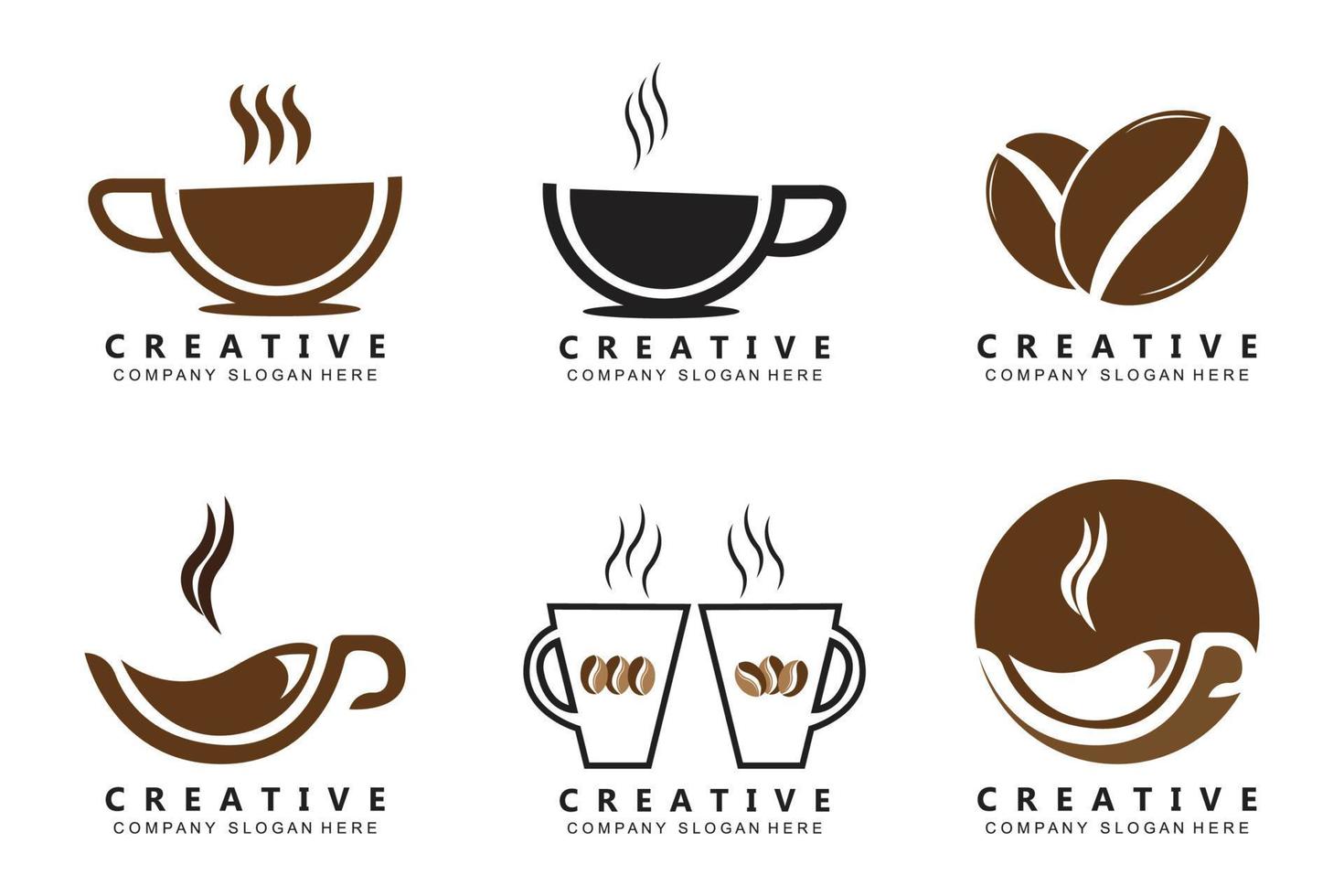 diseño de icono de vector de plantilla de logotipo de taza de café y frijoles