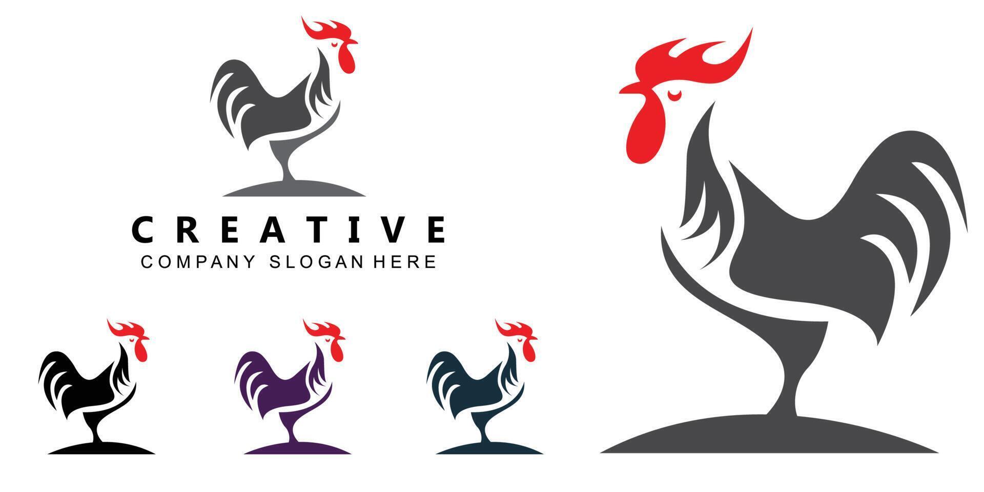 diseño de logotipo de pollo frito, animales de granja convertidos en comida por el chef, ilustración vectorial premium vector