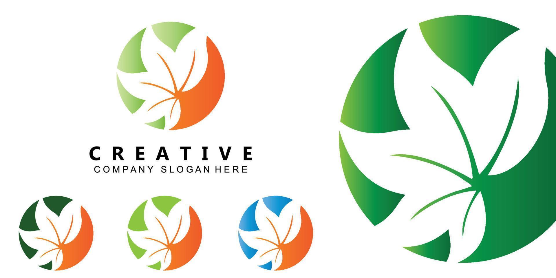 premium quality green leaf plant logo vector symbol