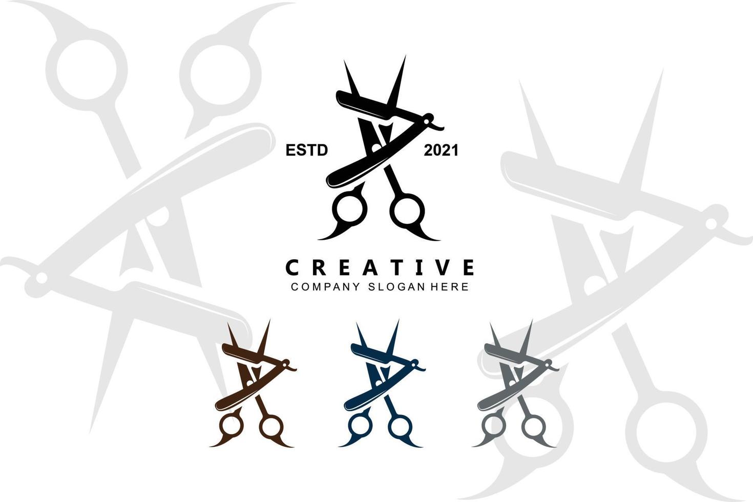 Barber tool scissors logo icon background symbol vector