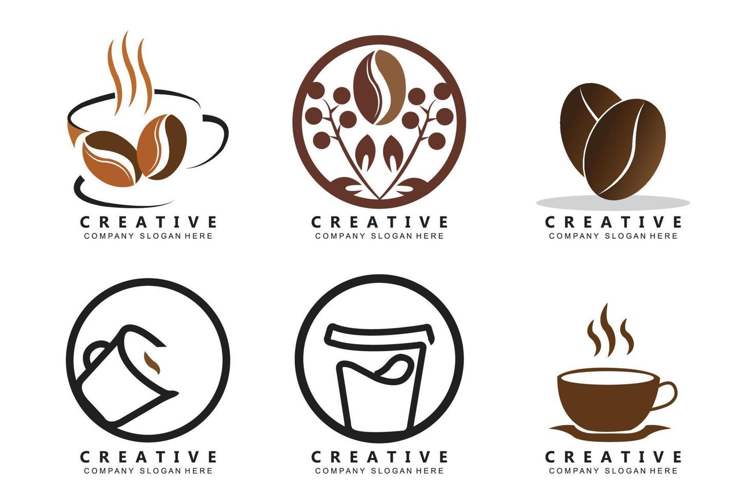 diseño de icono de vector de plantilla de logotipo de taza de café y frijoles