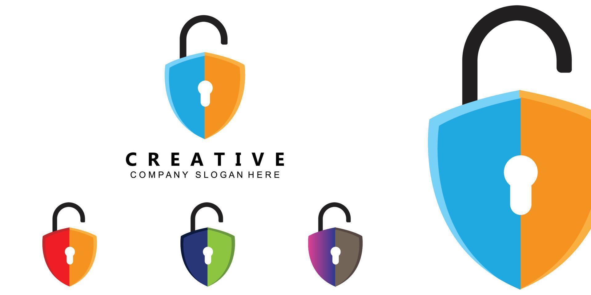 home and site security padlock logo vector symbol