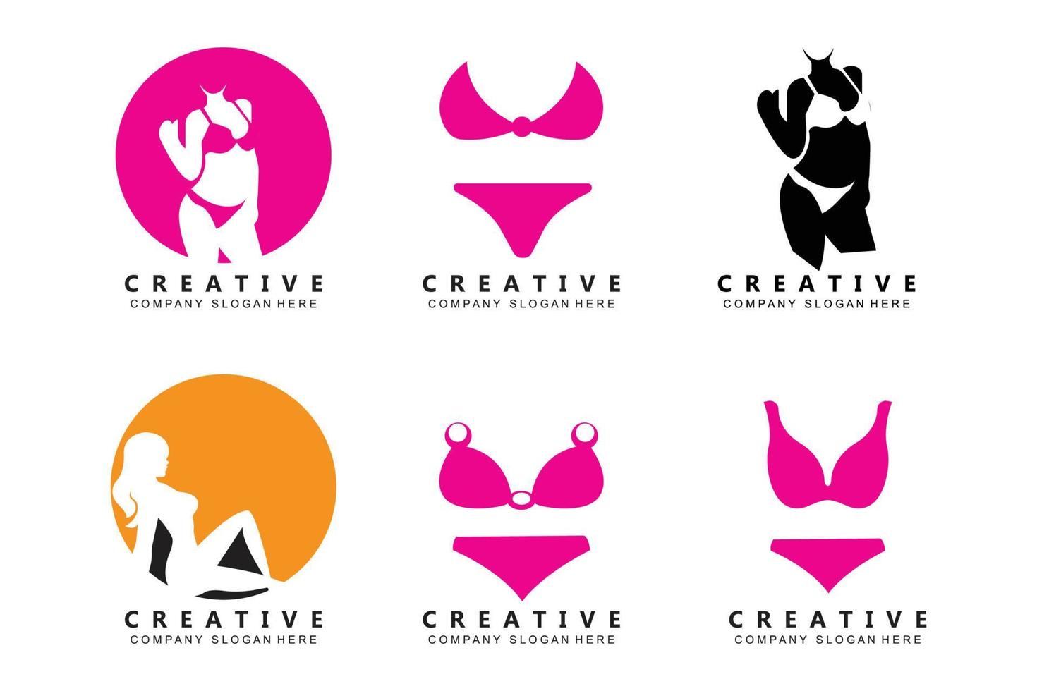 símbolo de icono de logotipo de bikini de ropa de mujer sexy de verano vector