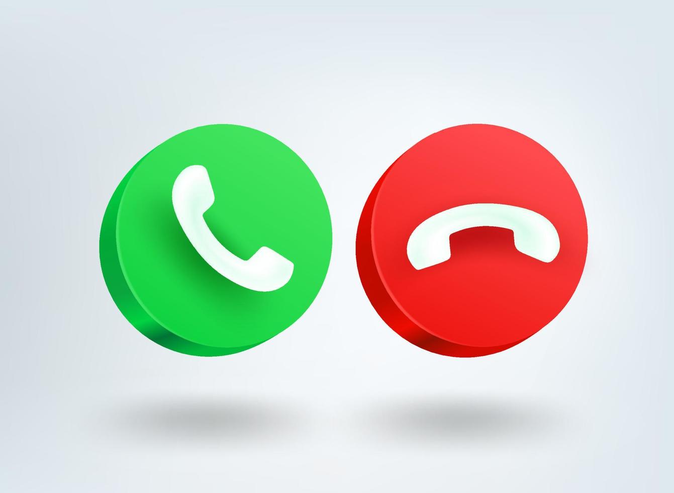 Telephone call buttons. 3d vector mobile application icons