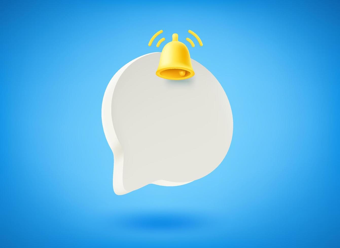 Blue speech bubble icon with notification on blue background. 3d vector illustration