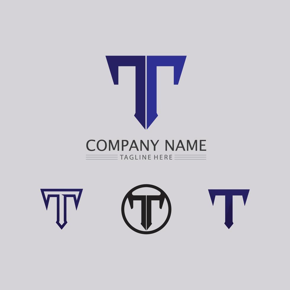 T letter, T logo vector font alphabet design and icon T