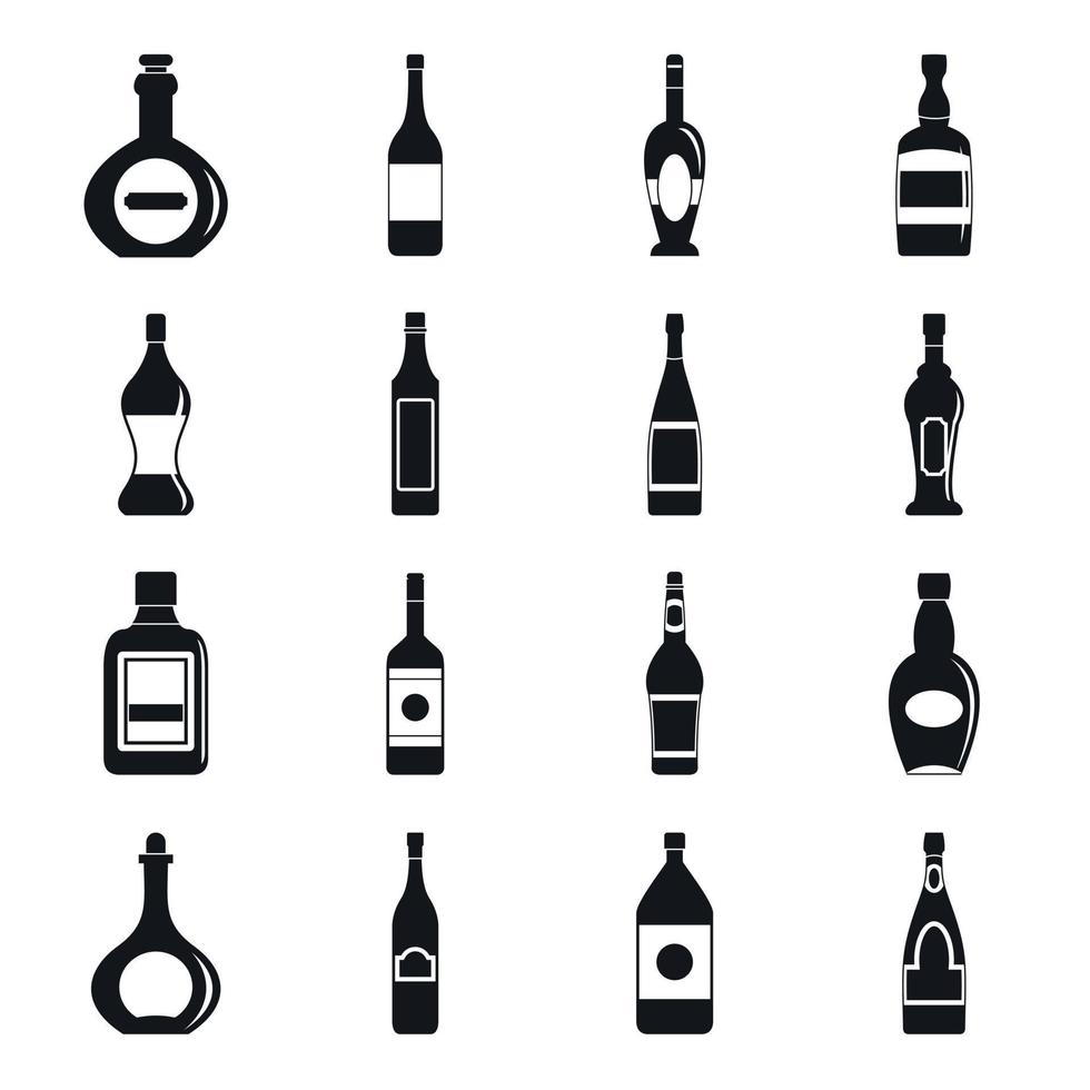 conjunto de iconos de formas de botella, estilo simple vector