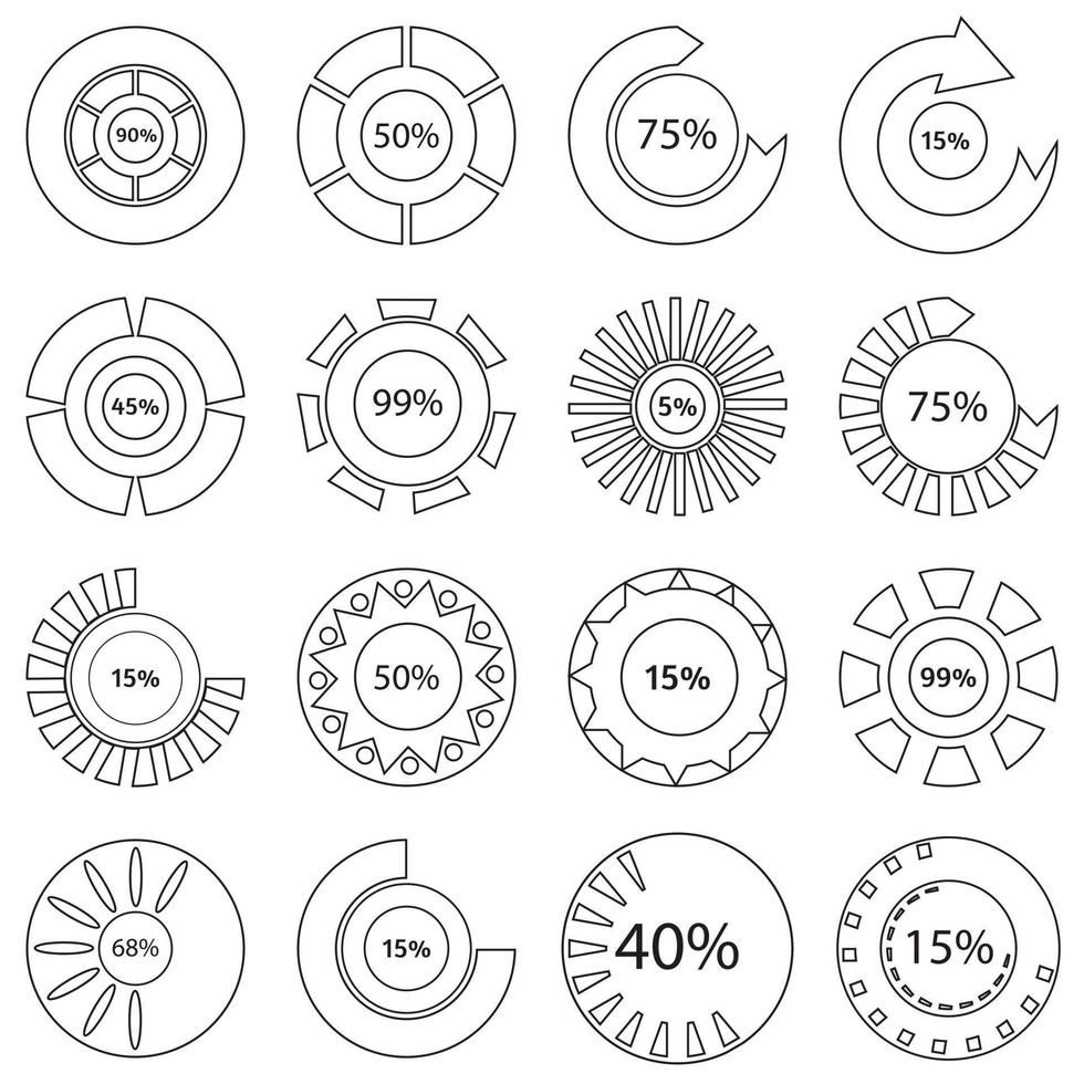 Colorful download icons set, outline style vector