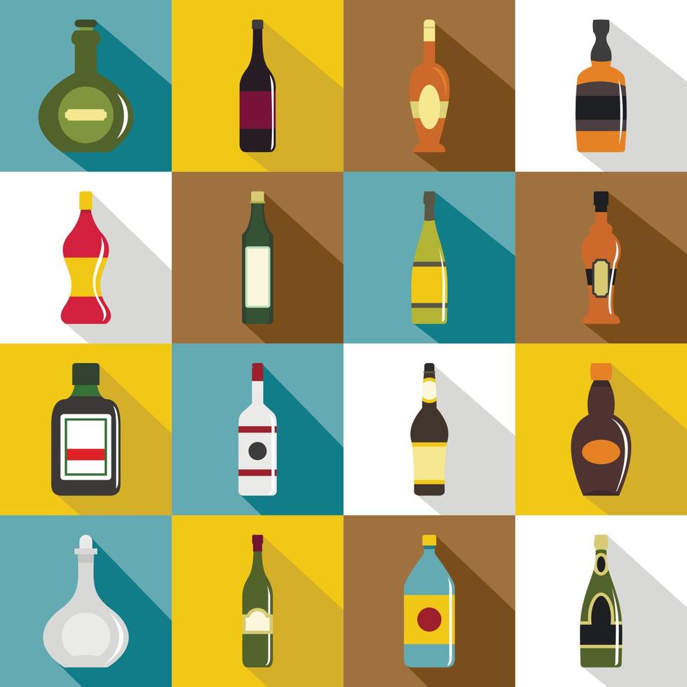 Bottle forms icons set, flat style vector