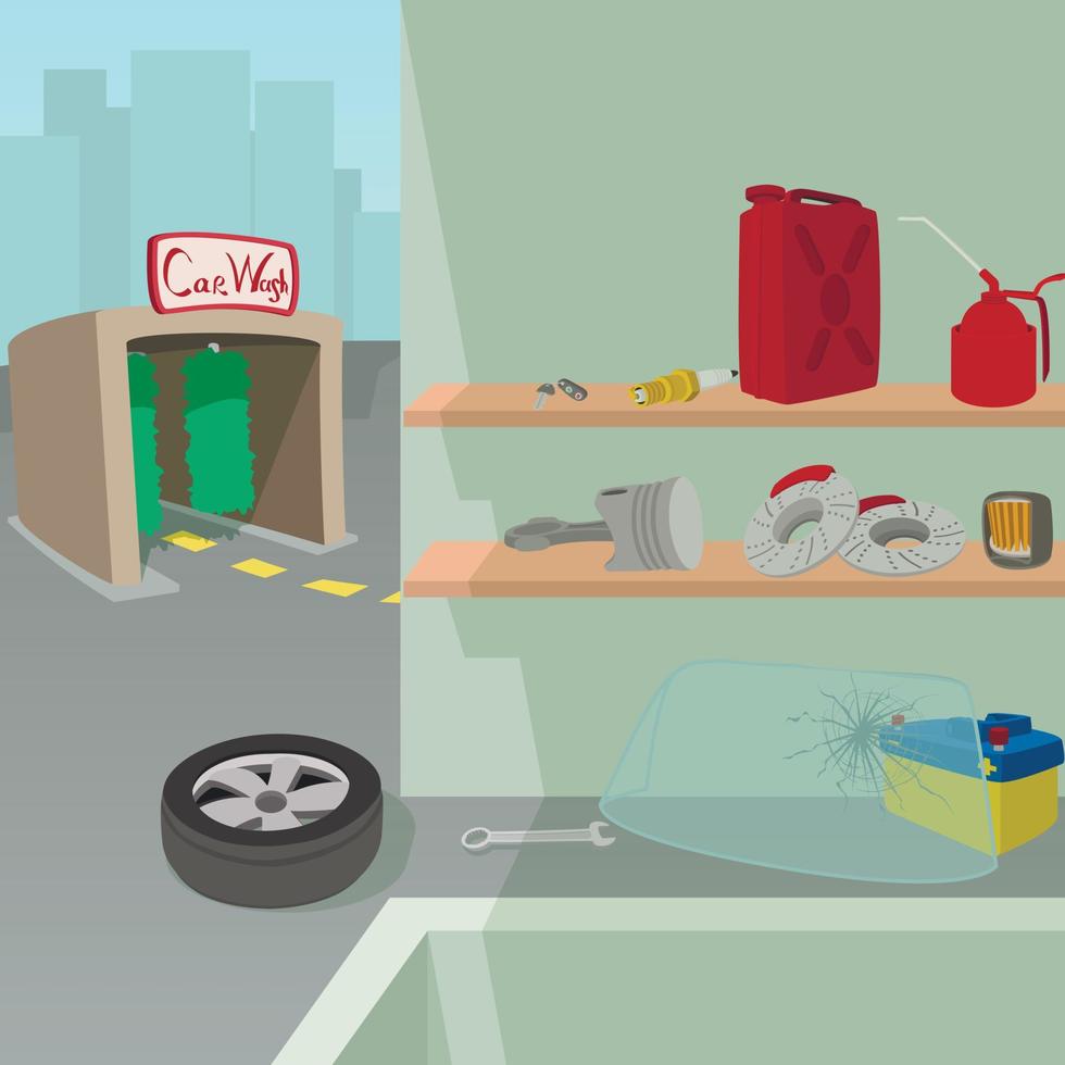 Car repair service concept, cartoon style vector