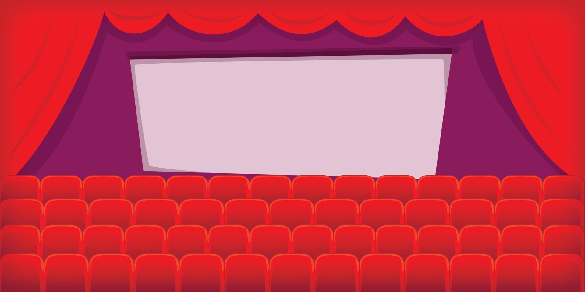 sala de banner horizontal de película de cine, estilo de dibujos animados vector