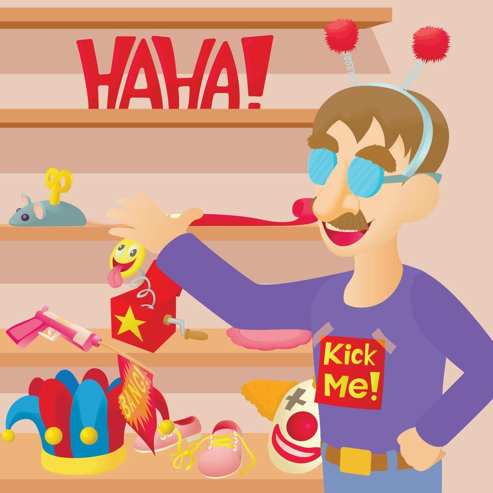 April fools day concept, cartoon style vector