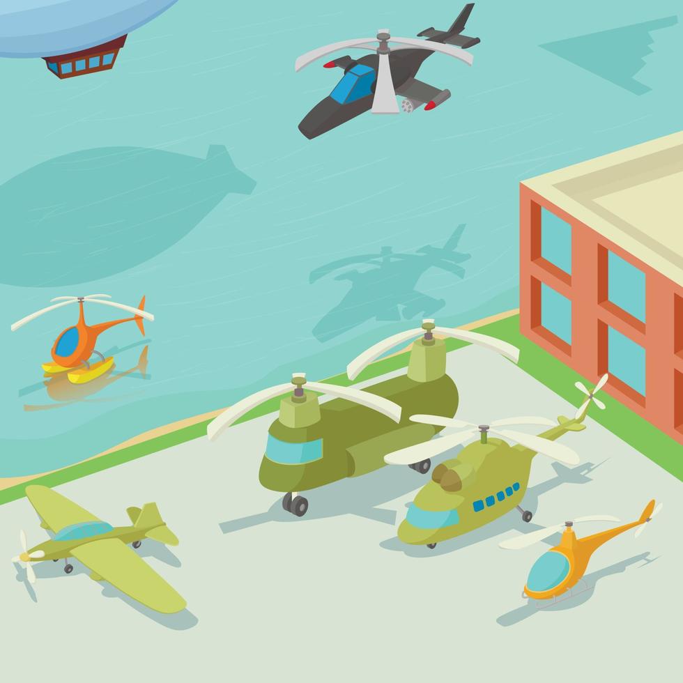 Aviation airport concept, cartoon style vector