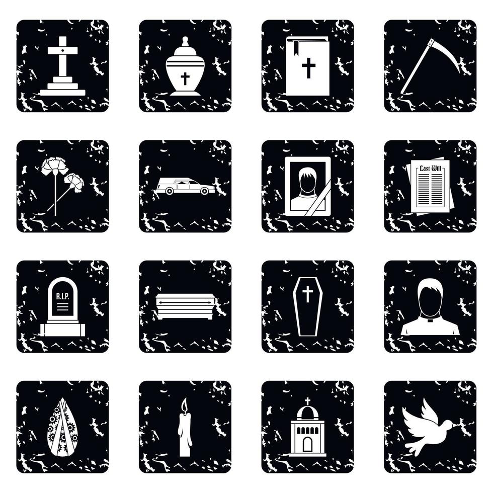 Funeral icons set vector