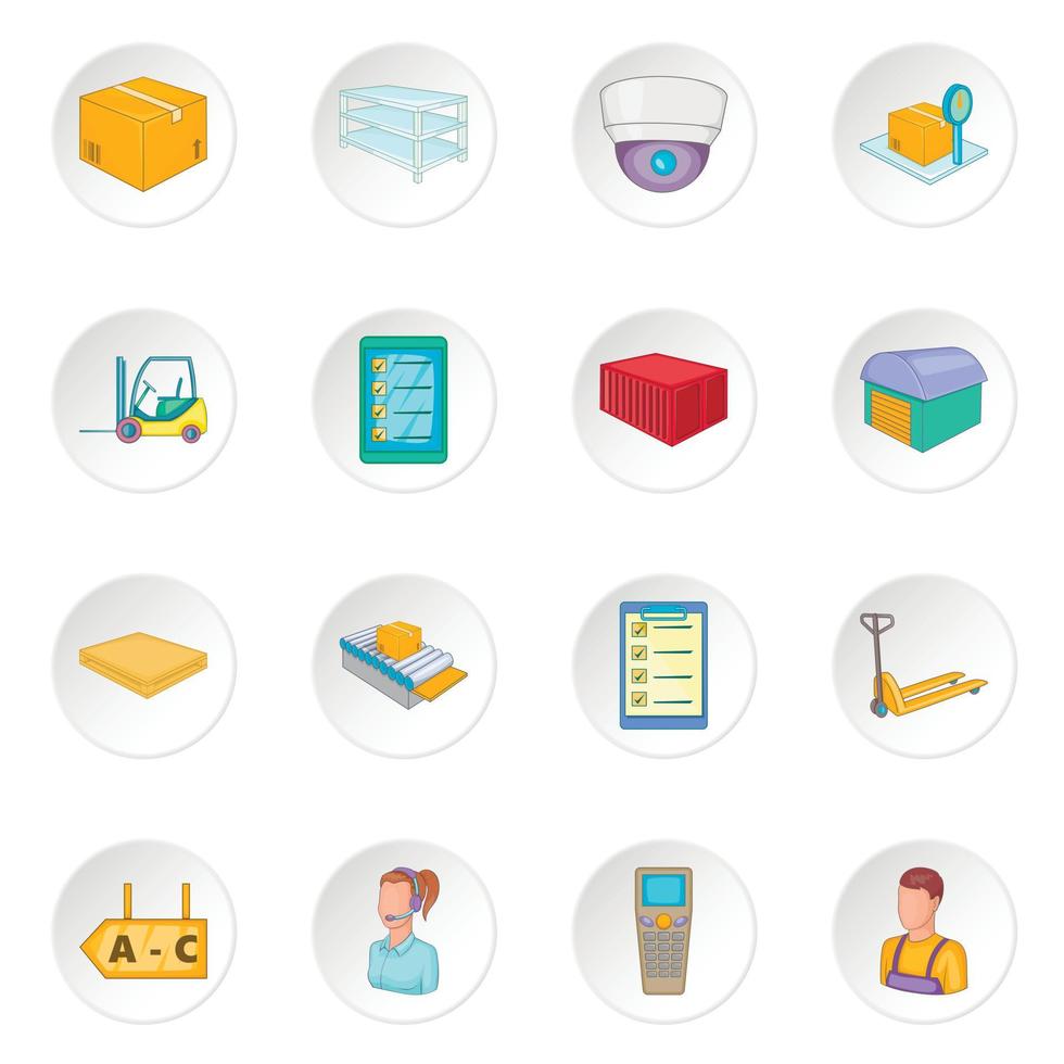 Warehouse store icons set vector