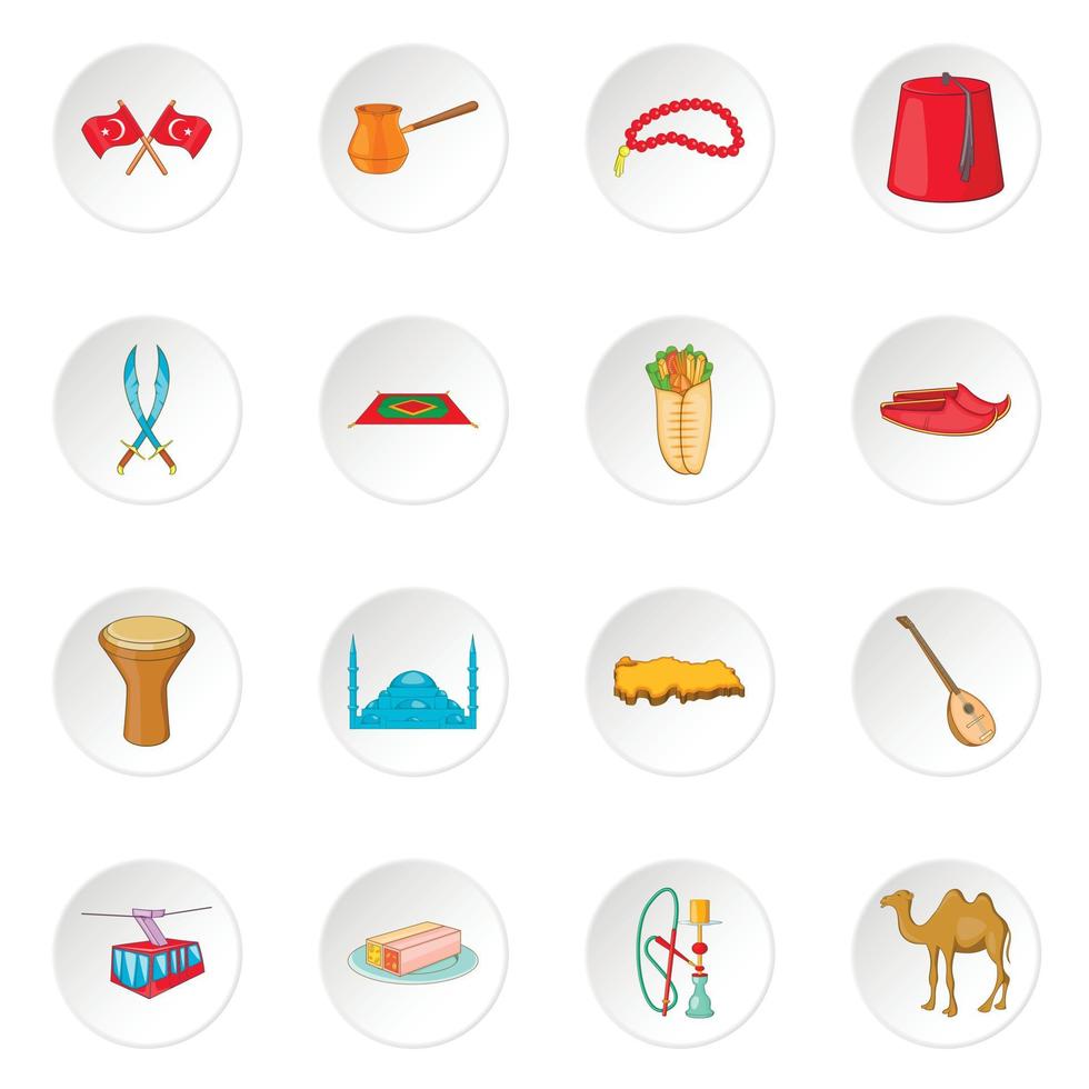 Turkey icons set vector