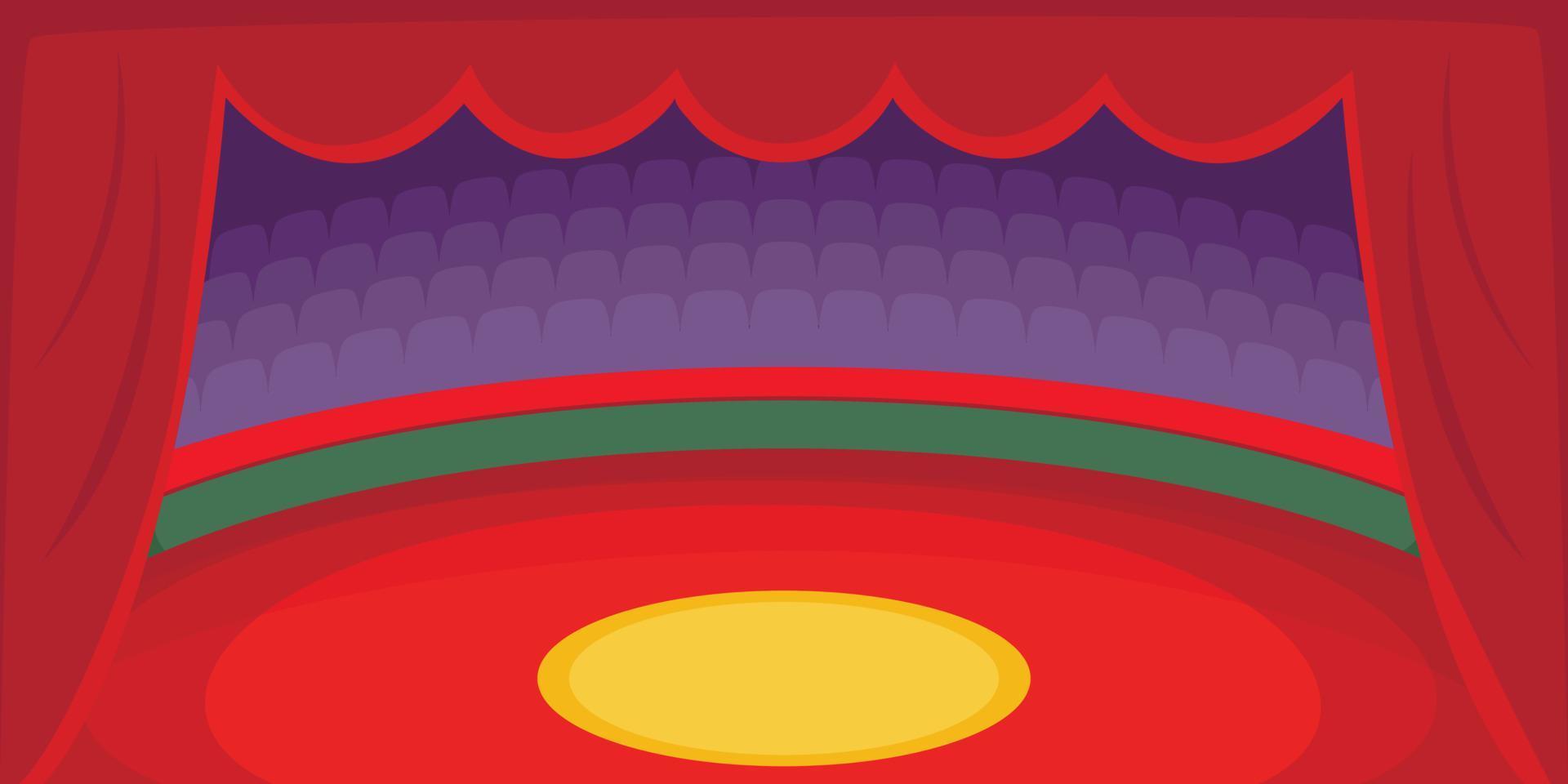 Circus horizontal banner arena, cartoon style vector