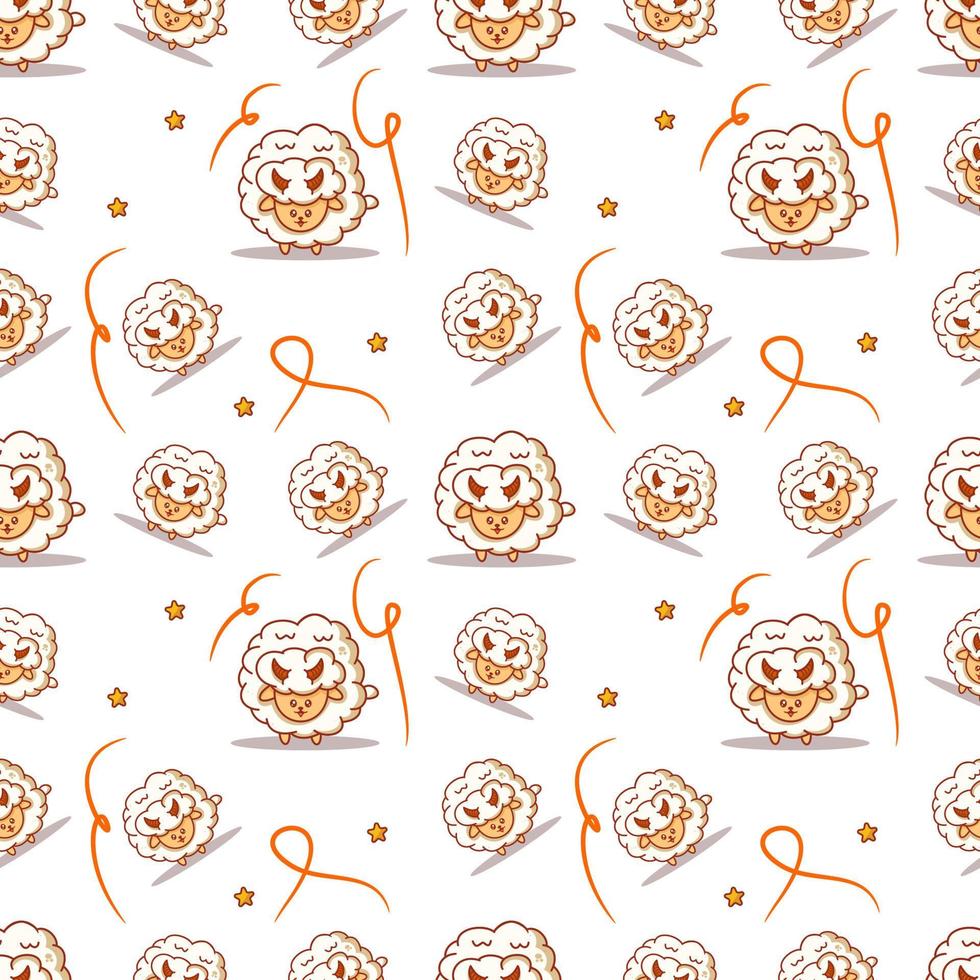 cute sheep seamless pattern background vector