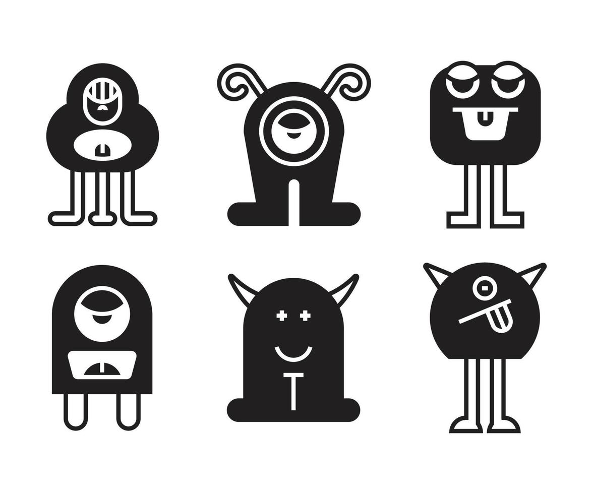 Ilustración de vector de iconos de monstruo lindo