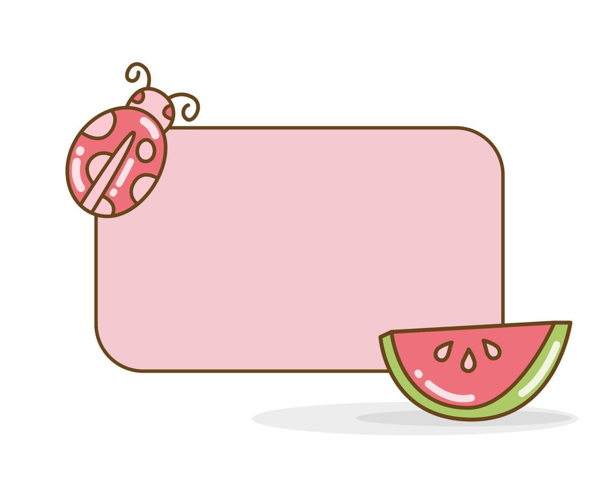 blank note with watermelon and ladybug icon vector illustration