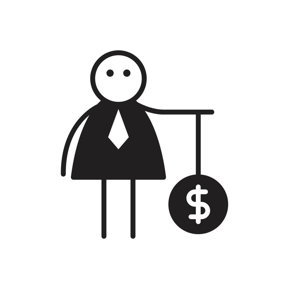 businessman holding dollar coin stick figure illustration vector