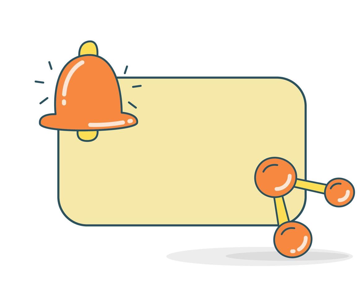 blank note with bell and share icon vector illustration