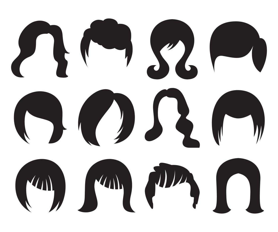 female and male hairstyle and wig icons set vector