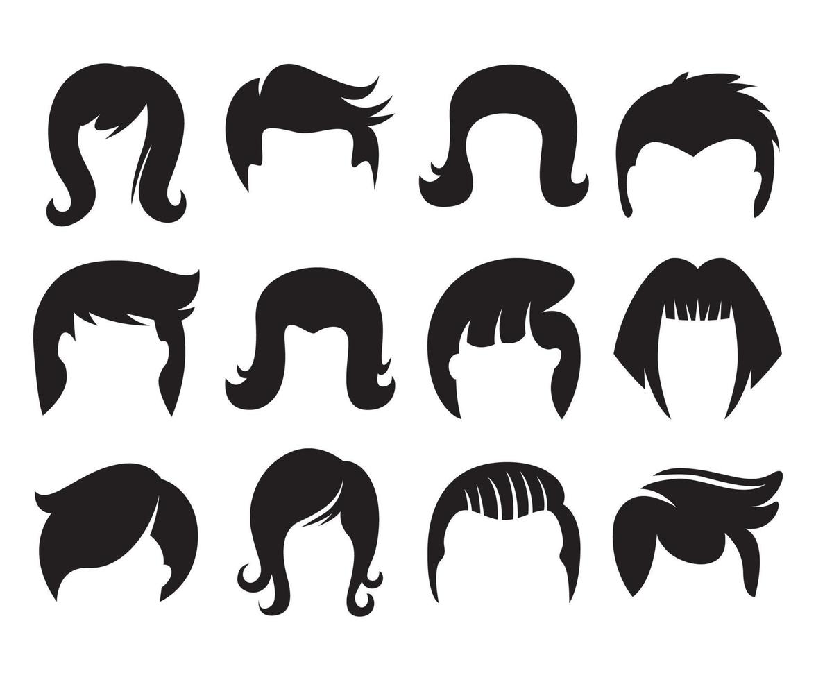 hairstyle and wig icons set vector