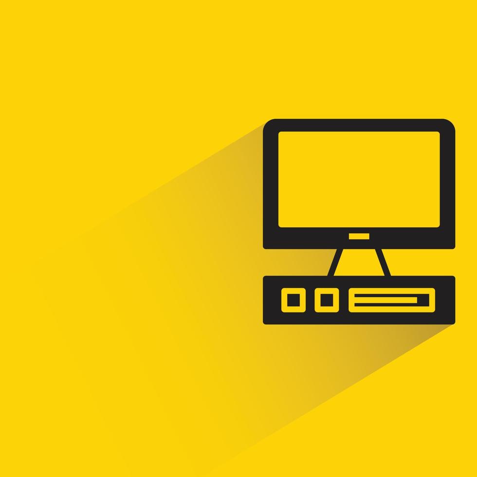 vintage computer icon yellow background vector illustration