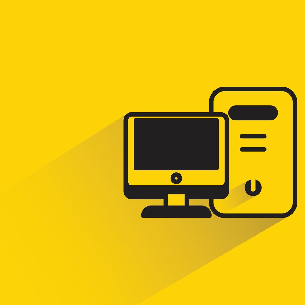 pc computer icon yellow background vector illustration