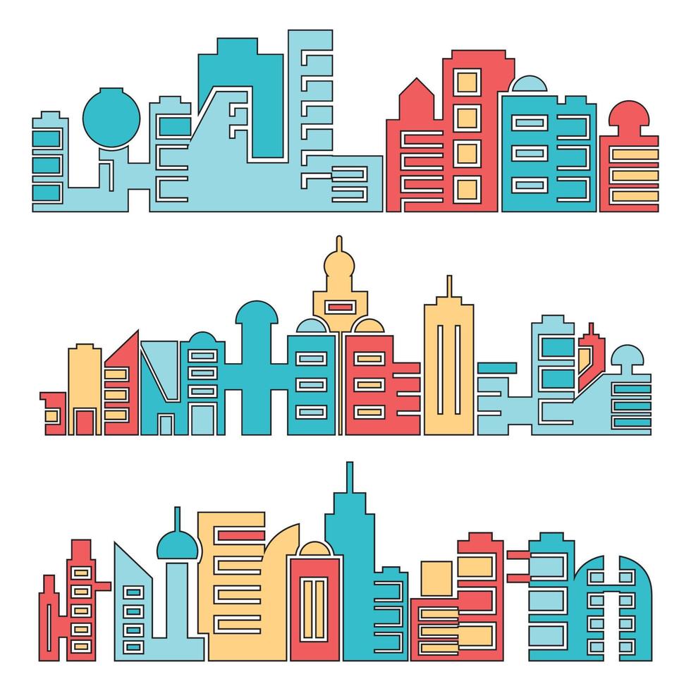 paisaje urbano de la ciudad y la construcción del horizonte ilustración vectorial vector