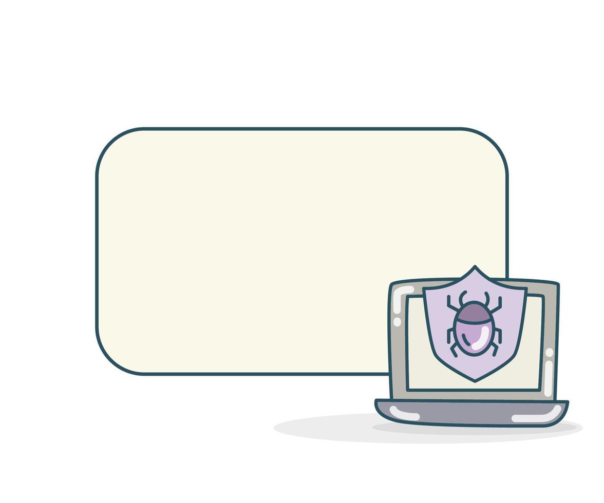 blank note with computer malware icon vector illustration