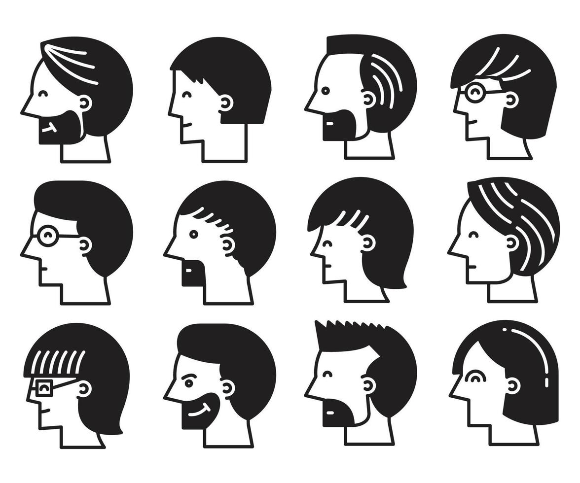 man and woman avatars side view illustration vector