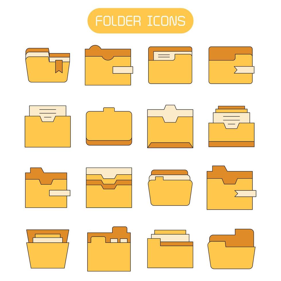 iconos de carpeta amarilla y archivo de archivo vector