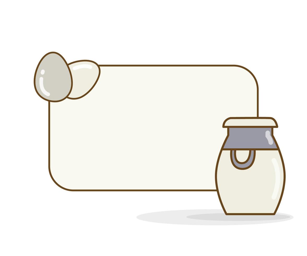 blank note with egg and milk can icon vector illustration